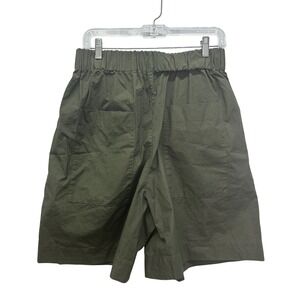 Fabiana Pigna Porte Shorts Large Olive Green Cotton Pleated High Waist Long SS25